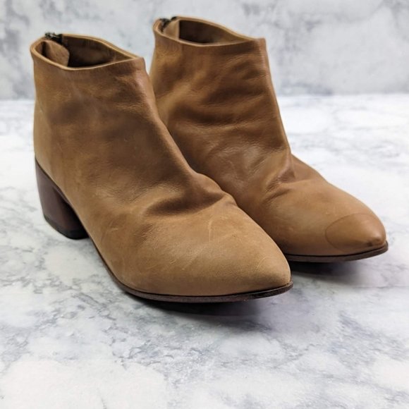 P. Monjo Curved Ankle Boot Todi Caramel Size 36.5 - Picture 3 of 9